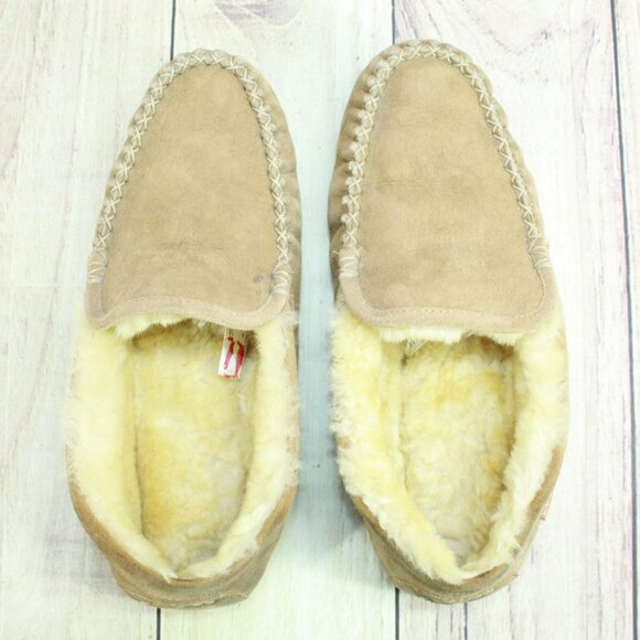 LL Bean Brown Suede Wicked Good Shearling Lined Venetian Slippers Size 10 M - Picture 7 of 9